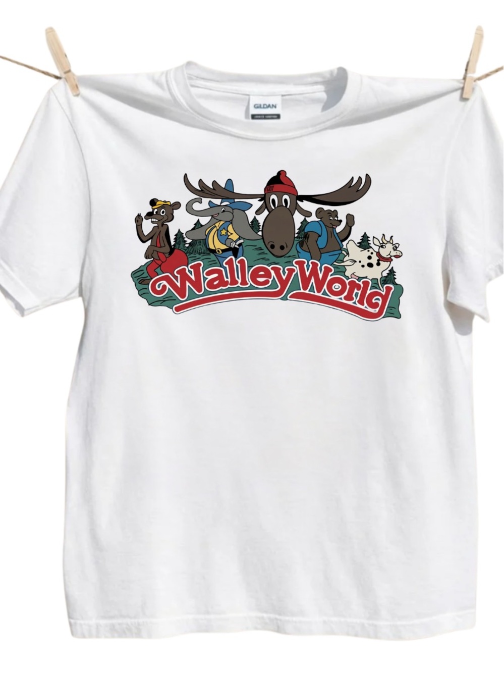 White Walley World Graphic Tee with Multi-Color Characters